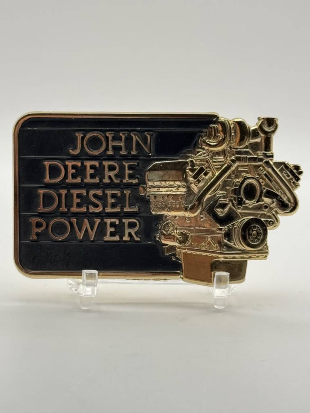 John Deere Diesel Power Belt Buckle Tractor Engine Motif Rectangular Western